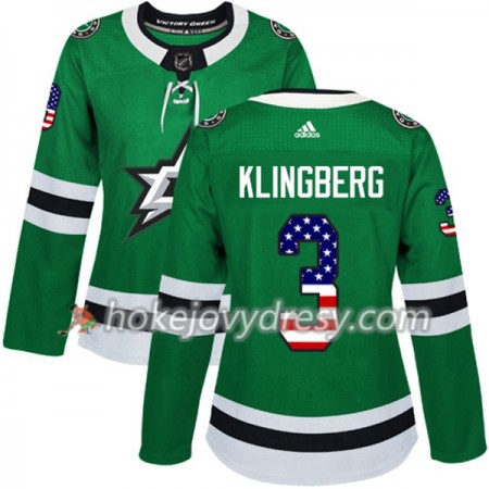 Dámské Hokejový Dres Dallas Stars John Klingberg 3 2017-2018 USA Flag Fashion Zelená Adidas Authentic